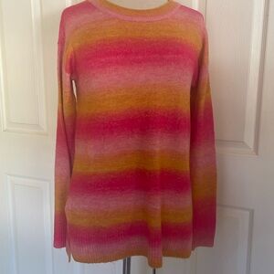GAP Pink Multi Color Stripe Crew Neck Tunic Sweater - size S ( loose fitting)